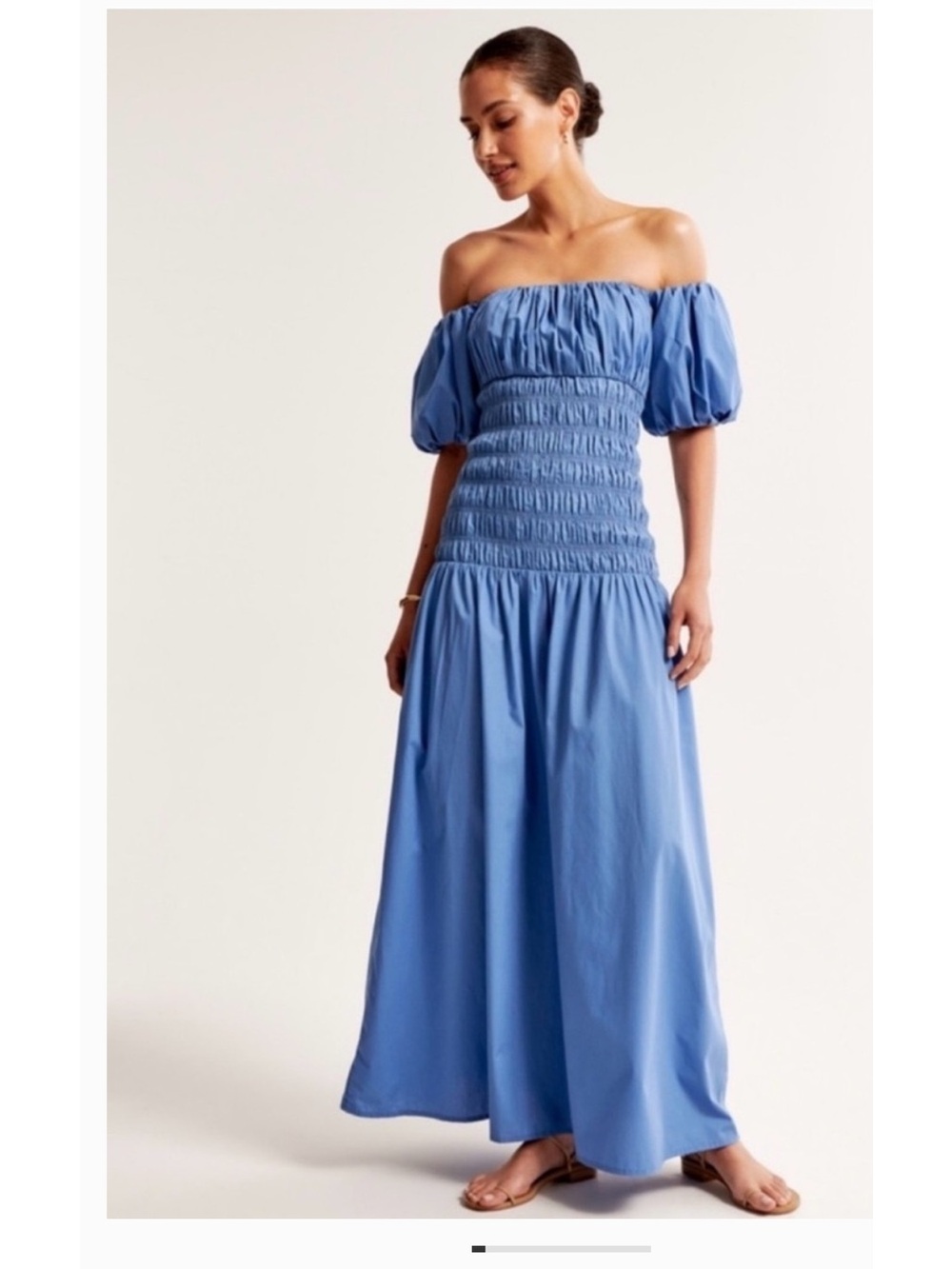 Abercrombie & Fitch Blue Dress Off Shoulder Smocking Puff Sleeve NWT XLT